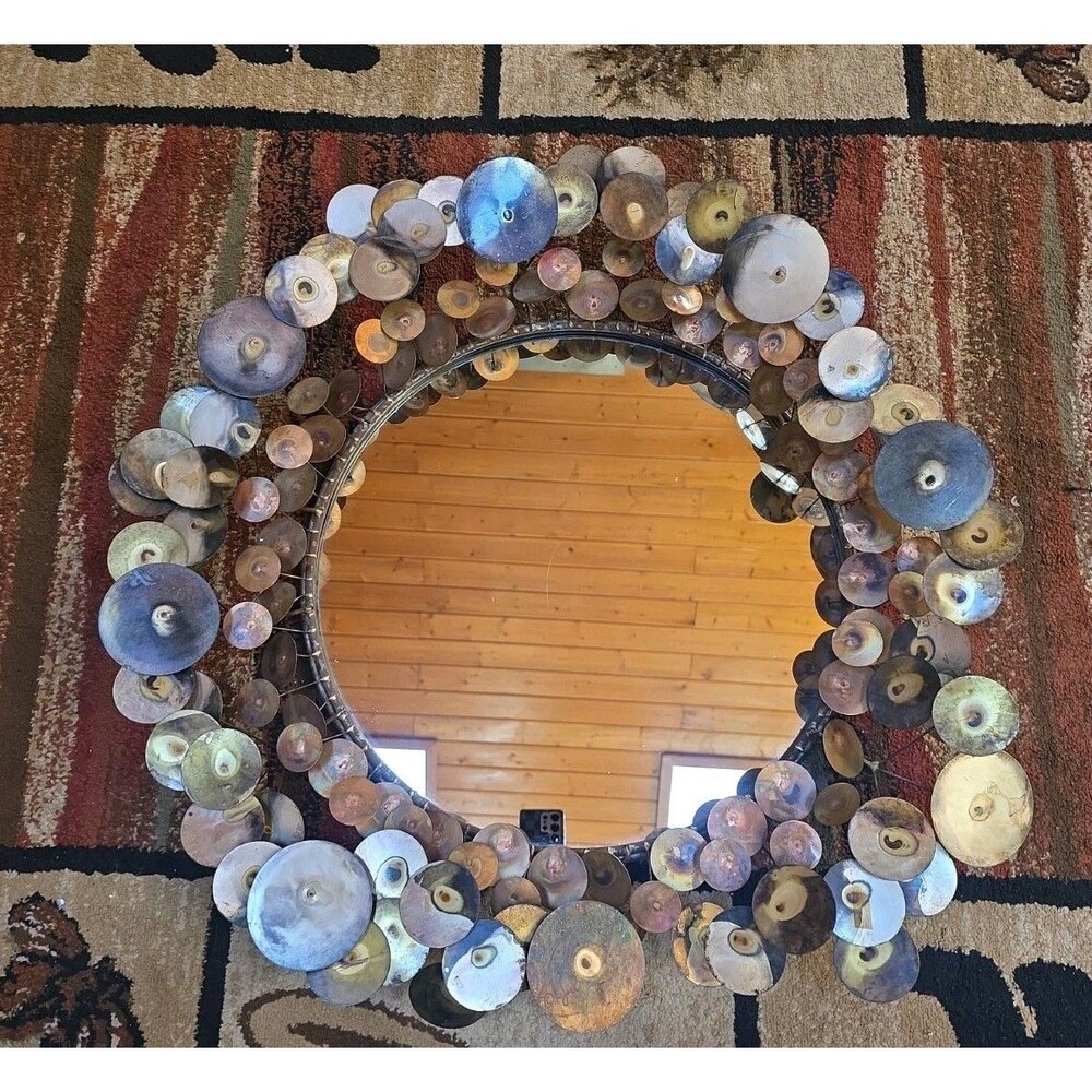 Vintage Curtis Jere Raindrops Wall Mirror-Signed 1969-Beautiful Patina